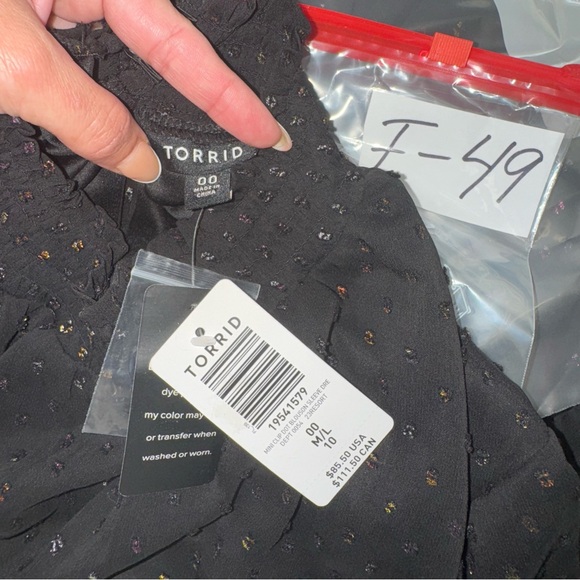 Torrid NWT! Mini Rainbow Clip Dot Blouson Sleeve Dress In Black Size 00 (M/L) - Picture 10 of 15